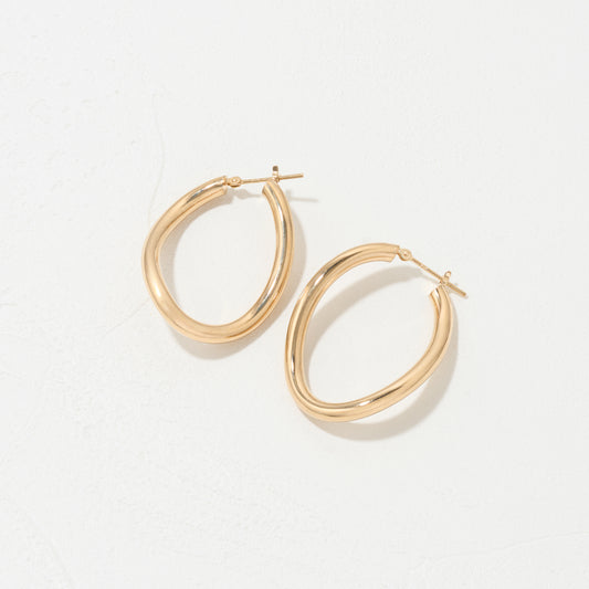 【受注生産】K18 オーバル ひねり フープピアス(02)