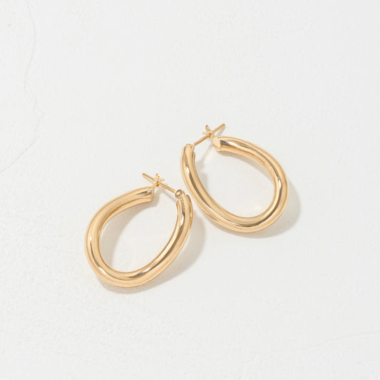 【受注生産】K18 オーバル ひねり フープピアス(01)