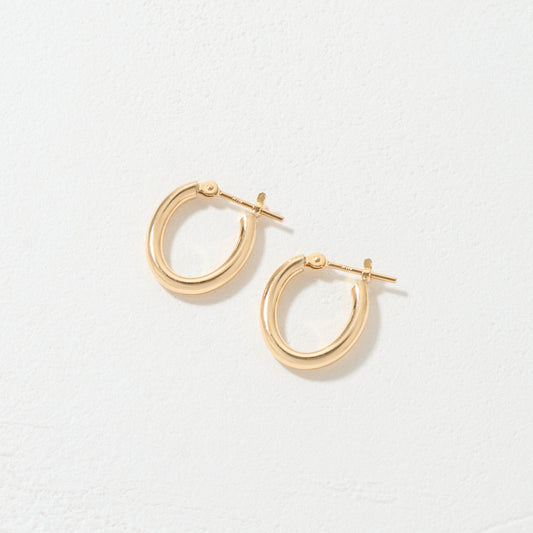 【受注生産】K18 オーバル フープピアス(小)