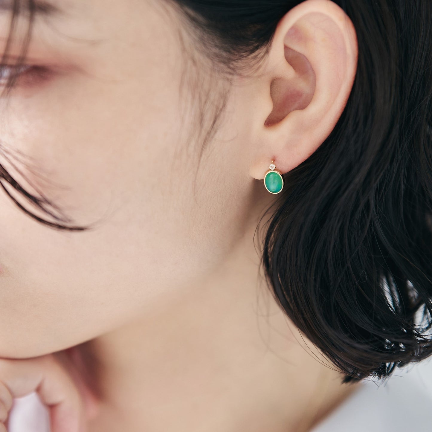 K10 クリソプレーズ × ホワイトトパーズ スタッドピアス