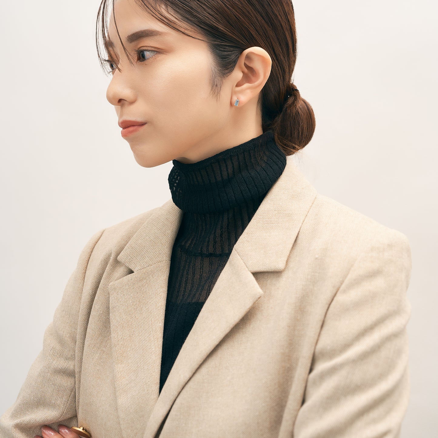 K10 つや消し スクエア ピアス - ➁(ブルートパーズ)