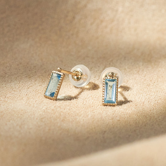 K10 つや消し スクエア ピアス - ➁(ブルートパーズ)