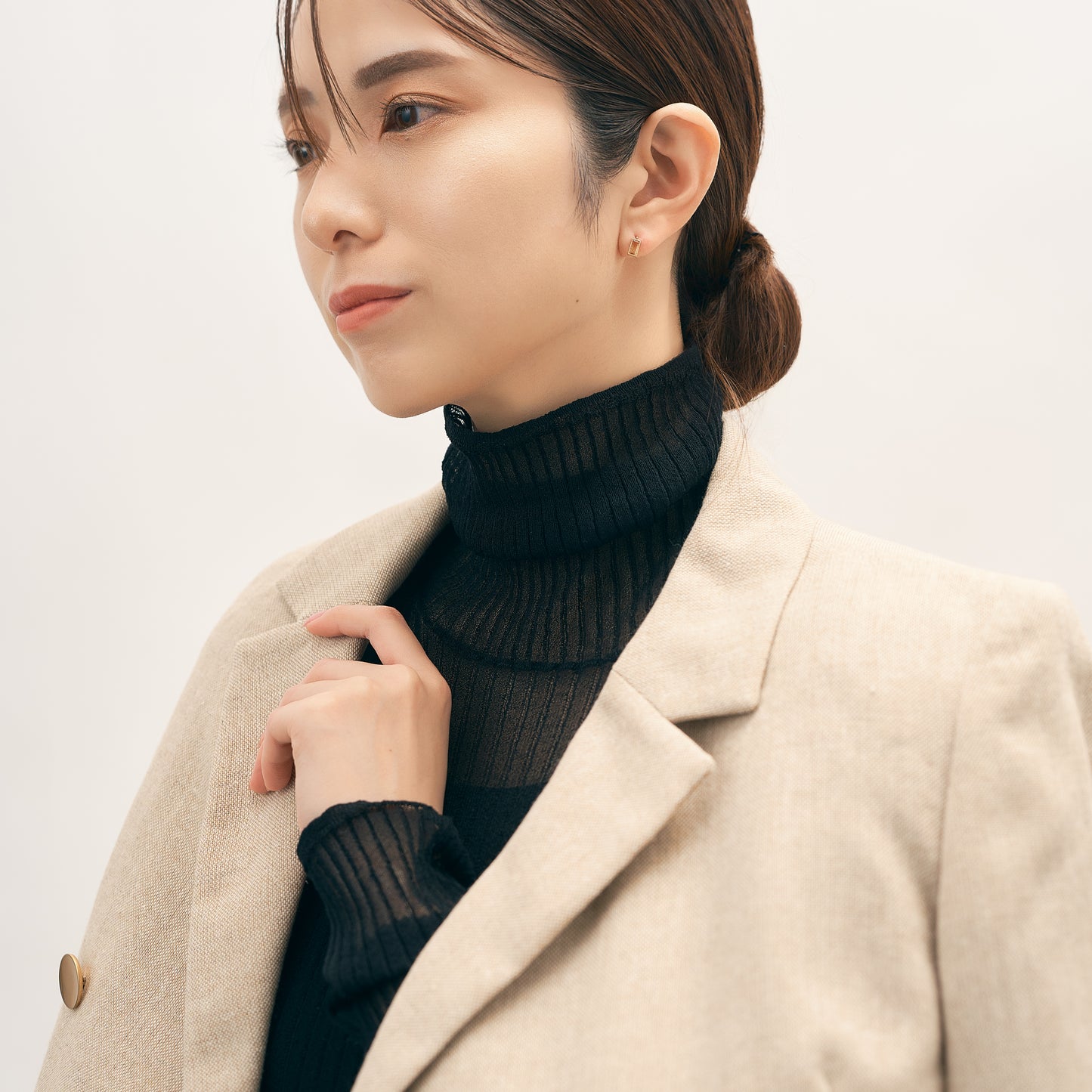 K10 つや消し スクエア ピアス - ➁(シトリン)