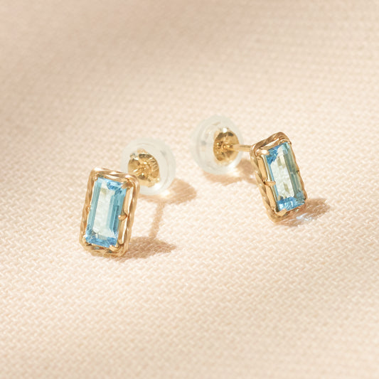 K10 つや消し スクエア ピアス - ① (ブルートパーズ)