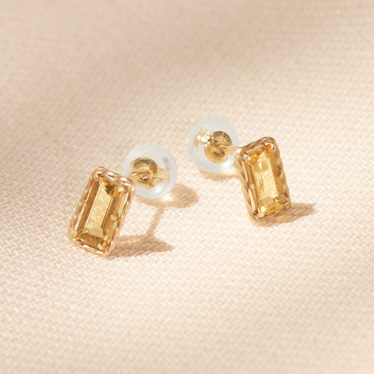 K10 つや消し スクエア ピアス - ①(シトリン)