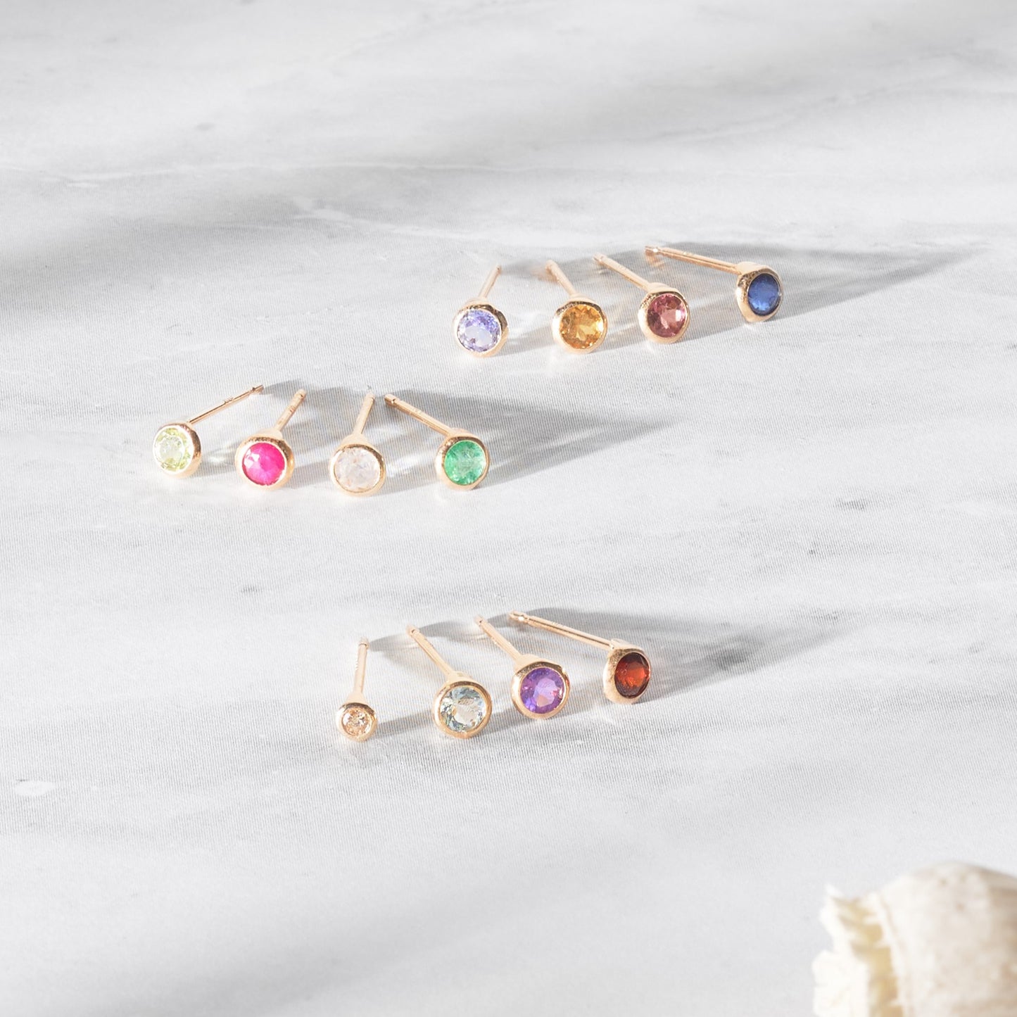 【片耳】K10 一粒 誕生石 サークル スタッドピアス (10月:ピンクトルマリン)