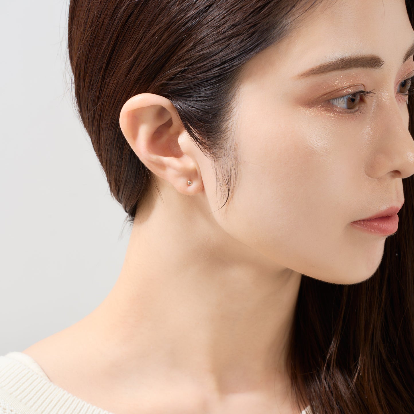 K10 一粒 誕生石 サークル スタッドピアス (4月:ダイヤモンド)