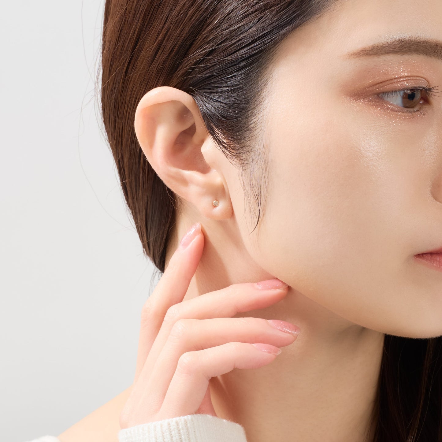 K10 一粒 誕生石 サークル スタッドピアス (4月:ダイヤモンド)