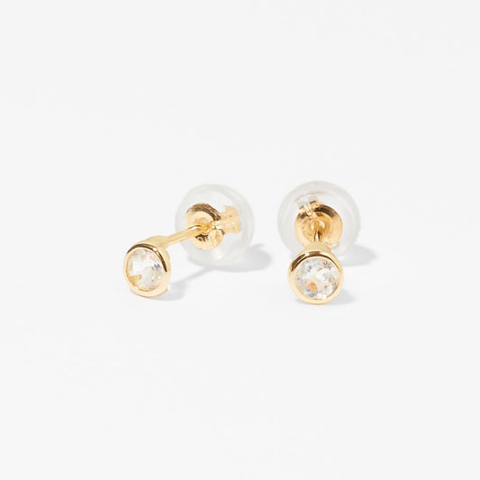 K10 一粒 誕生石 サークル スタッドピアス (6月:ムーンストーン)