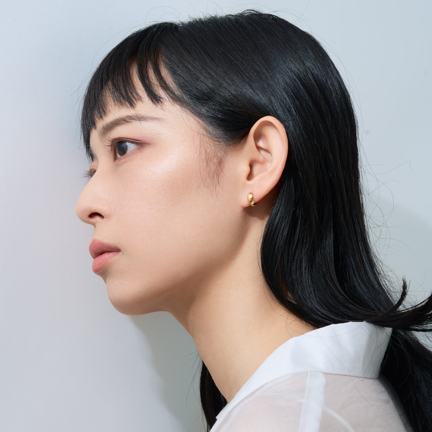 【片耳】K18 月甲 フープピアス(10×5)
