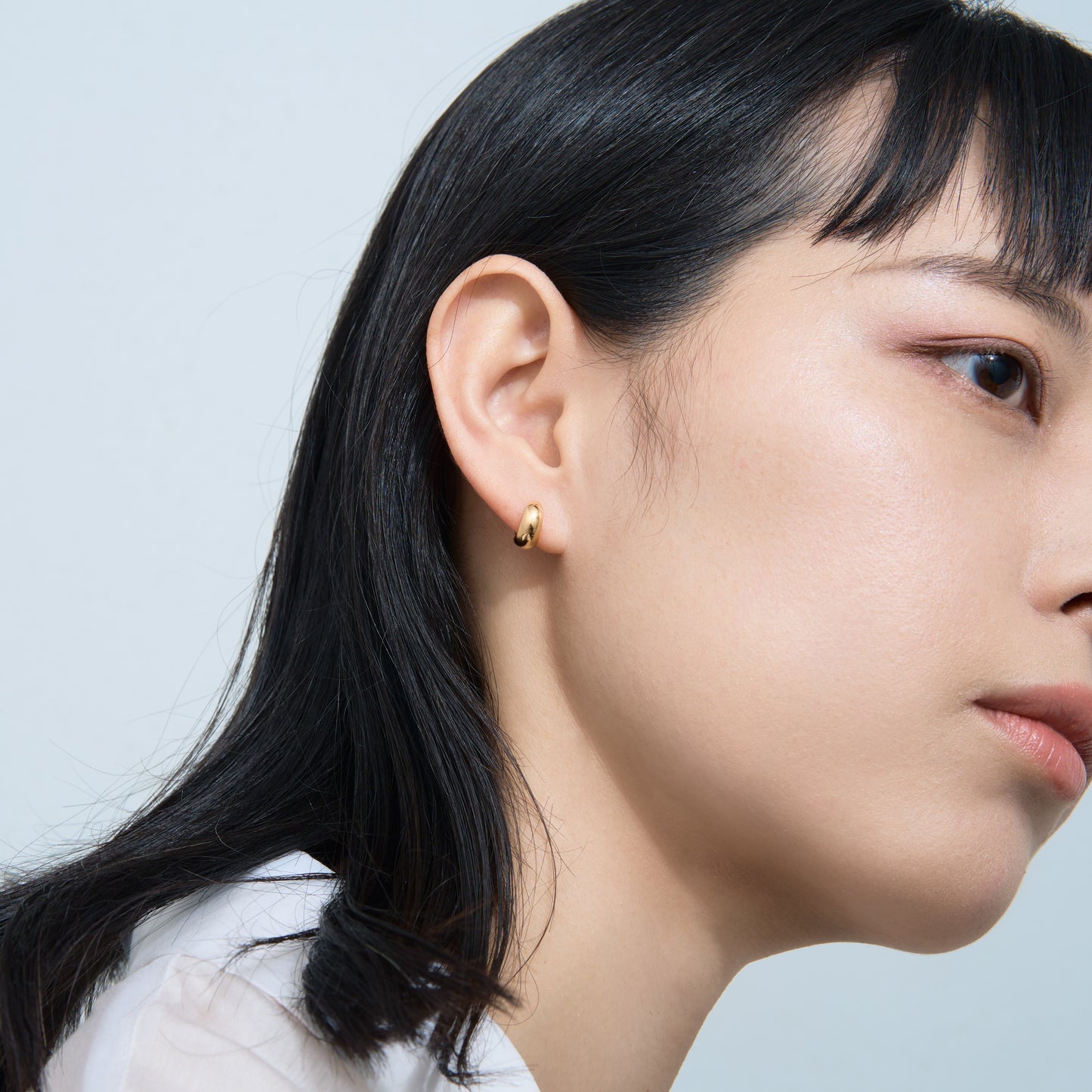 【片耳】K18 月甲 フープピアス(10×5)