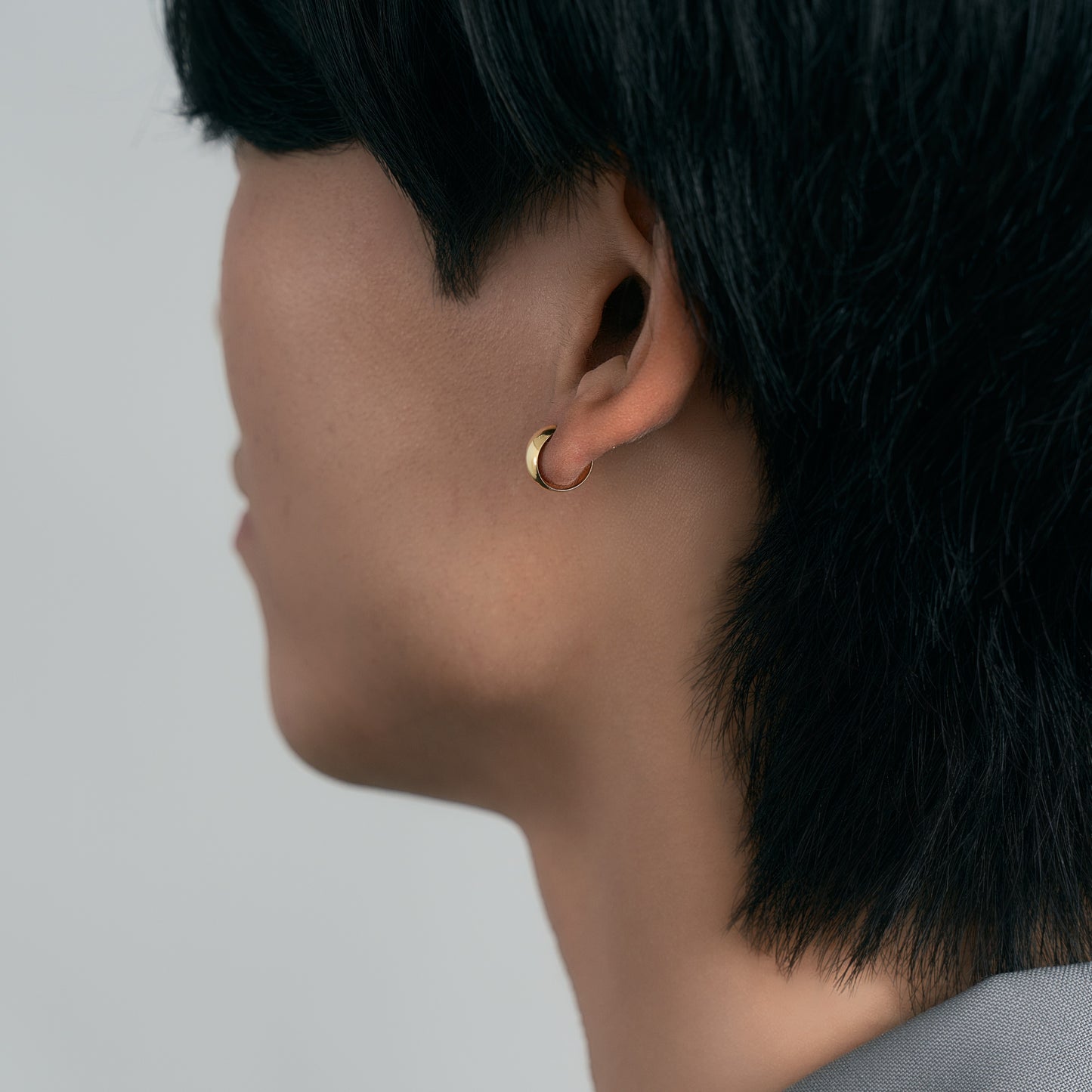 K18 月甲 フープピアス(10×7)