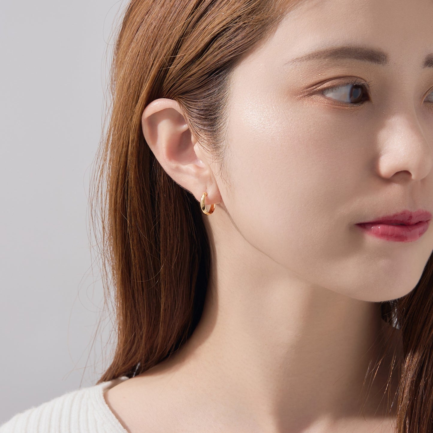 【片耳】K18 月甲 フープピアス(13×3)