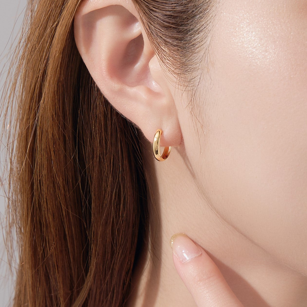 【片耳】K18 月甲 フープピアス(13×3)