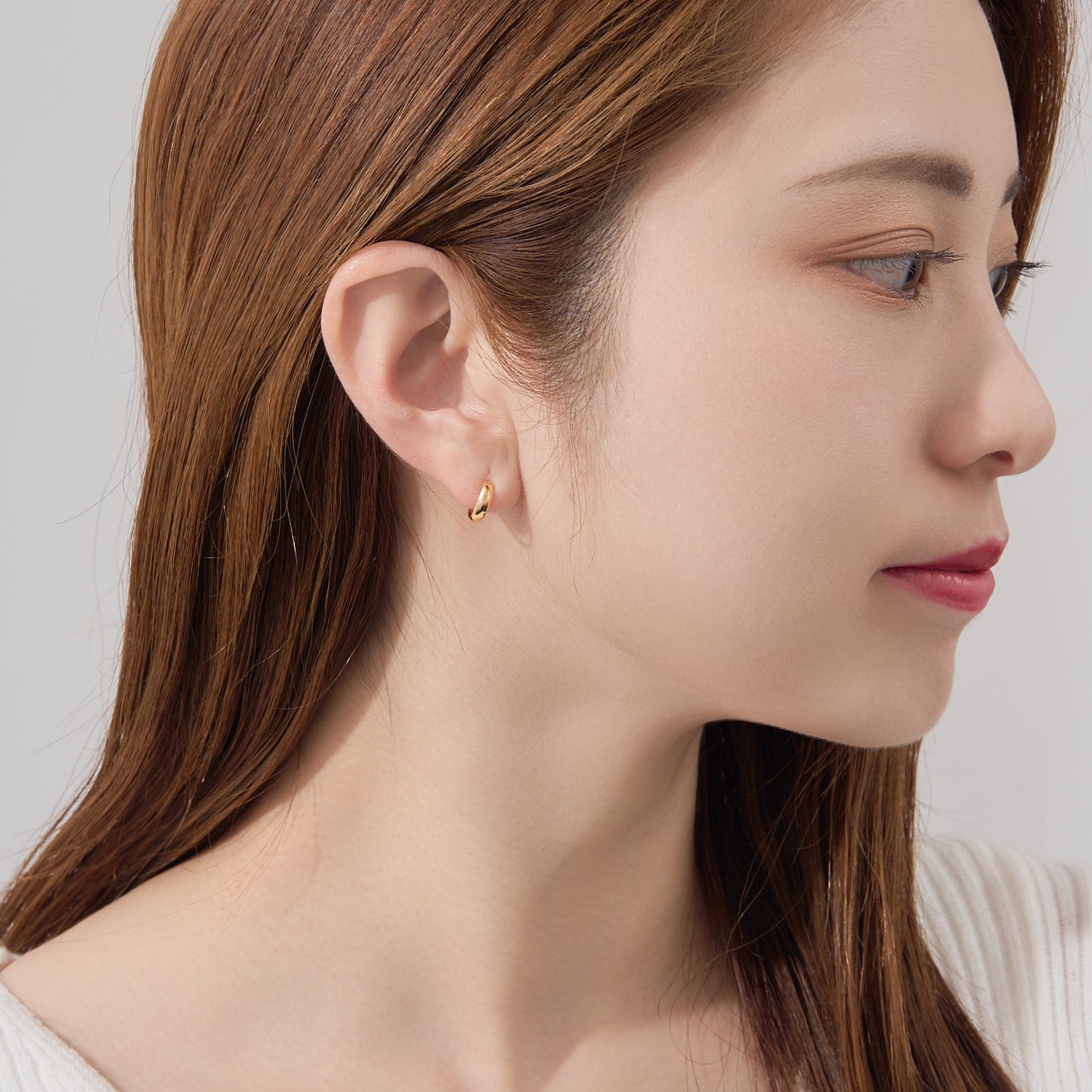 【片耳】K18 月甲 フープピアス(10×3)