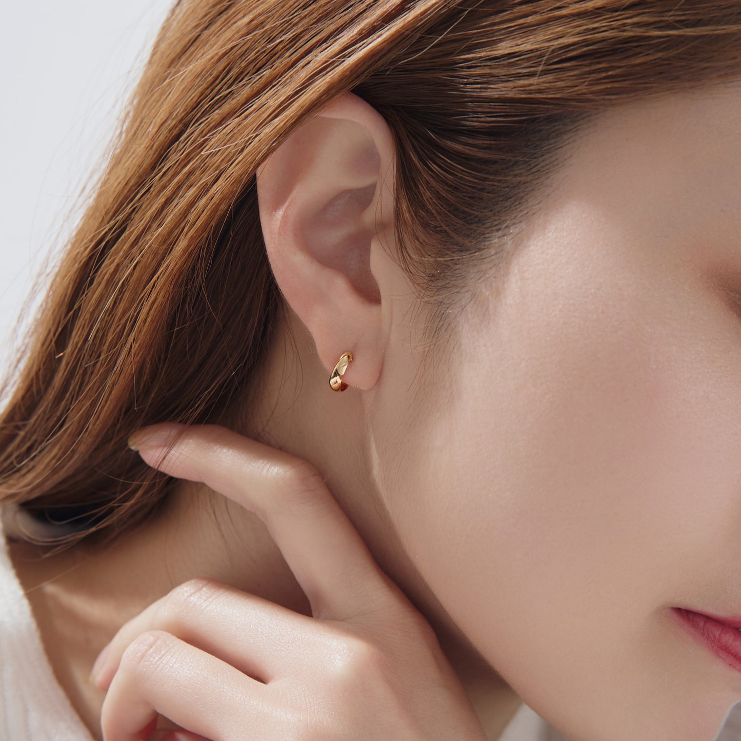 【片耳】K18 月甲 フープピアス(10×3)