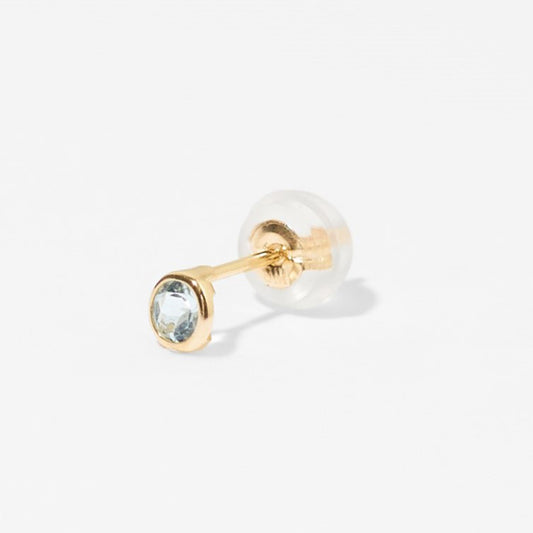 【片耳】K10 一粒 誕生石 サークル スタッドピアス (3月:アクアマリン)