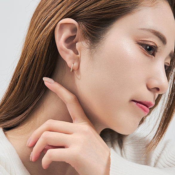 K10 ダイヤモンド 計0.08ct フープピアス