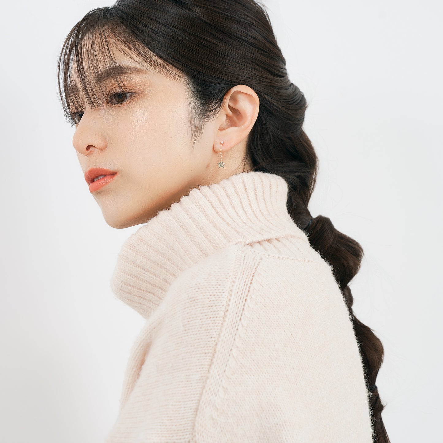 K10 星 チェーン ピアス(グリーンアメジスト)