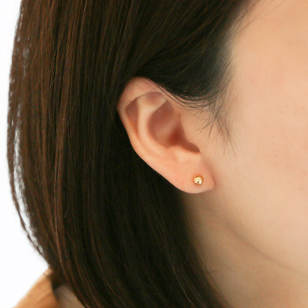 【片耳】K18 地金 中空 スタッドピアス(ボール:小)