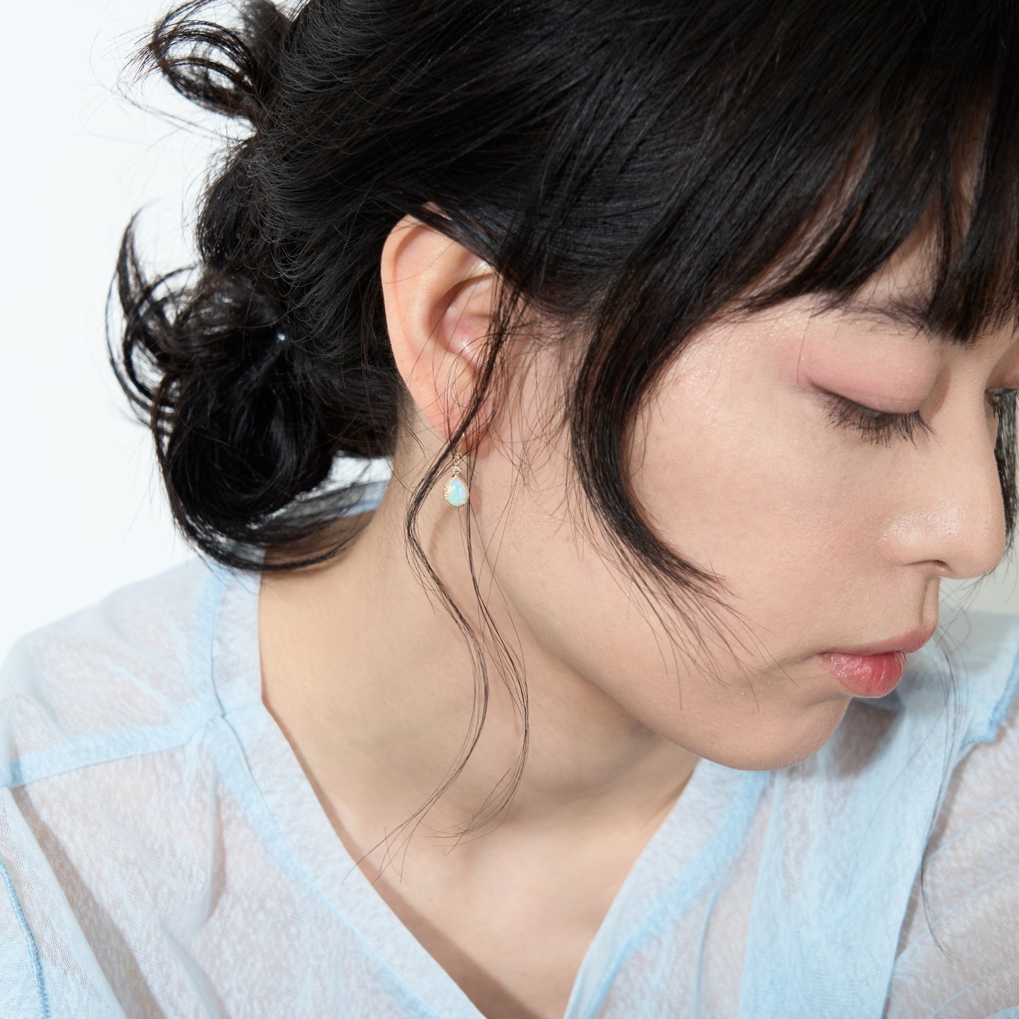 K10 オパール × ダイヤモンド フックピアス