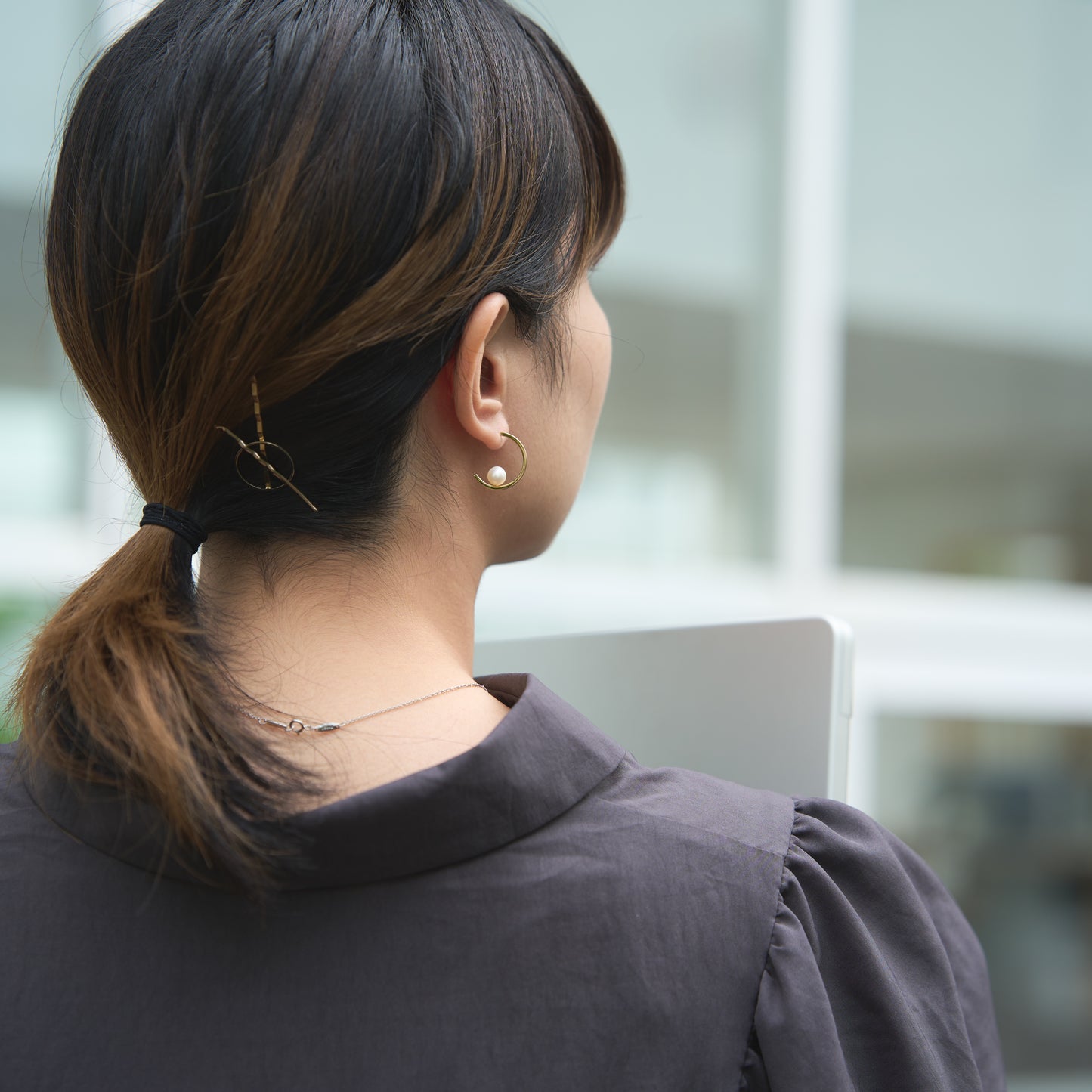 K18 パール フープピアス