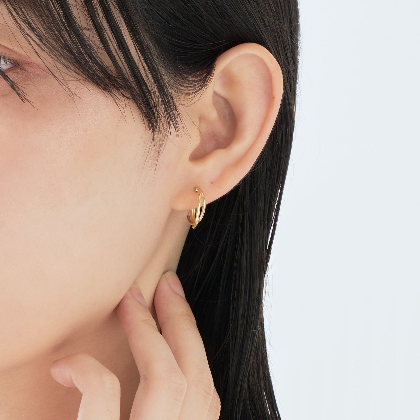 K18YG/PG コンビカラー フープピアス