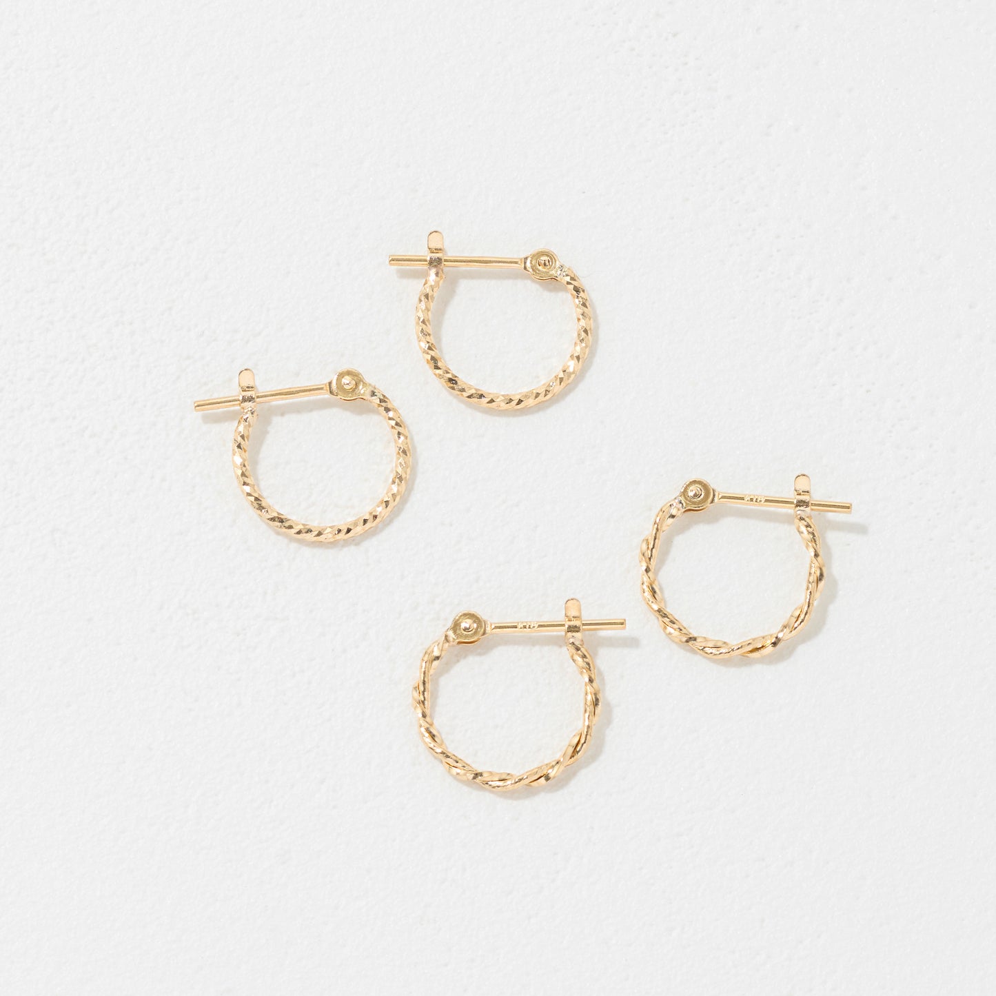 K18 カットデザイン フープピアス