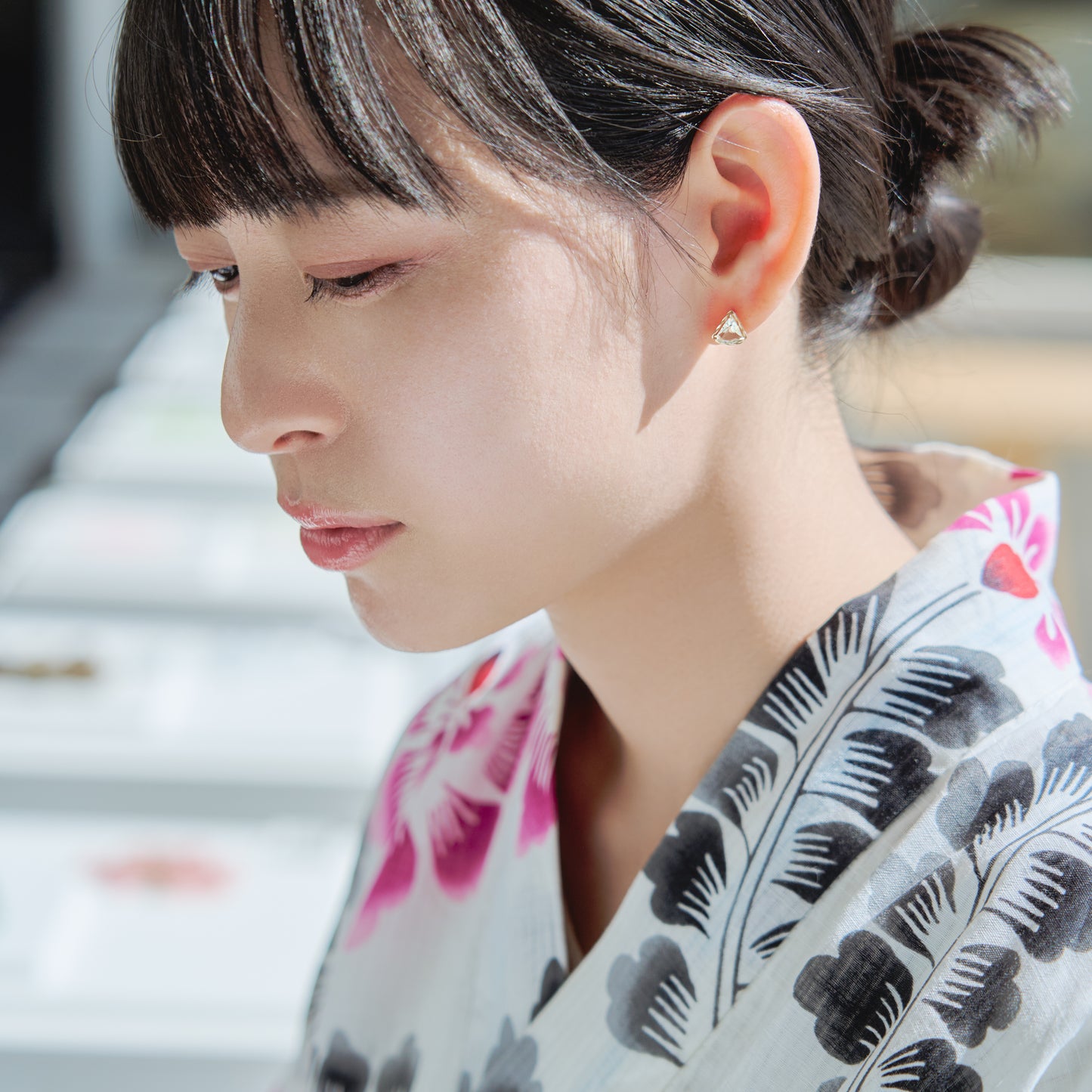 K10 青海波 スタッドピアス②(グリーンアメジスト)