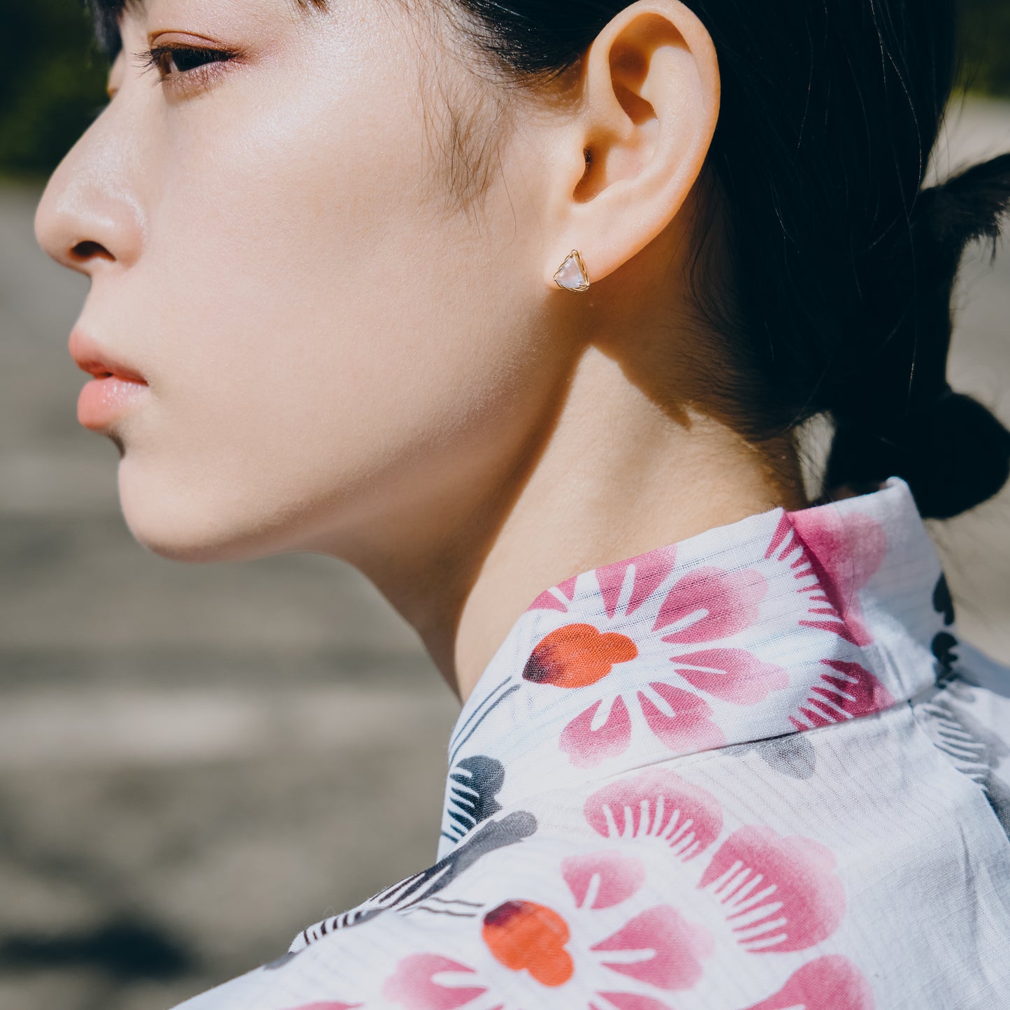 K10 青海波 スタッドピアス②(ローズクォーツ)