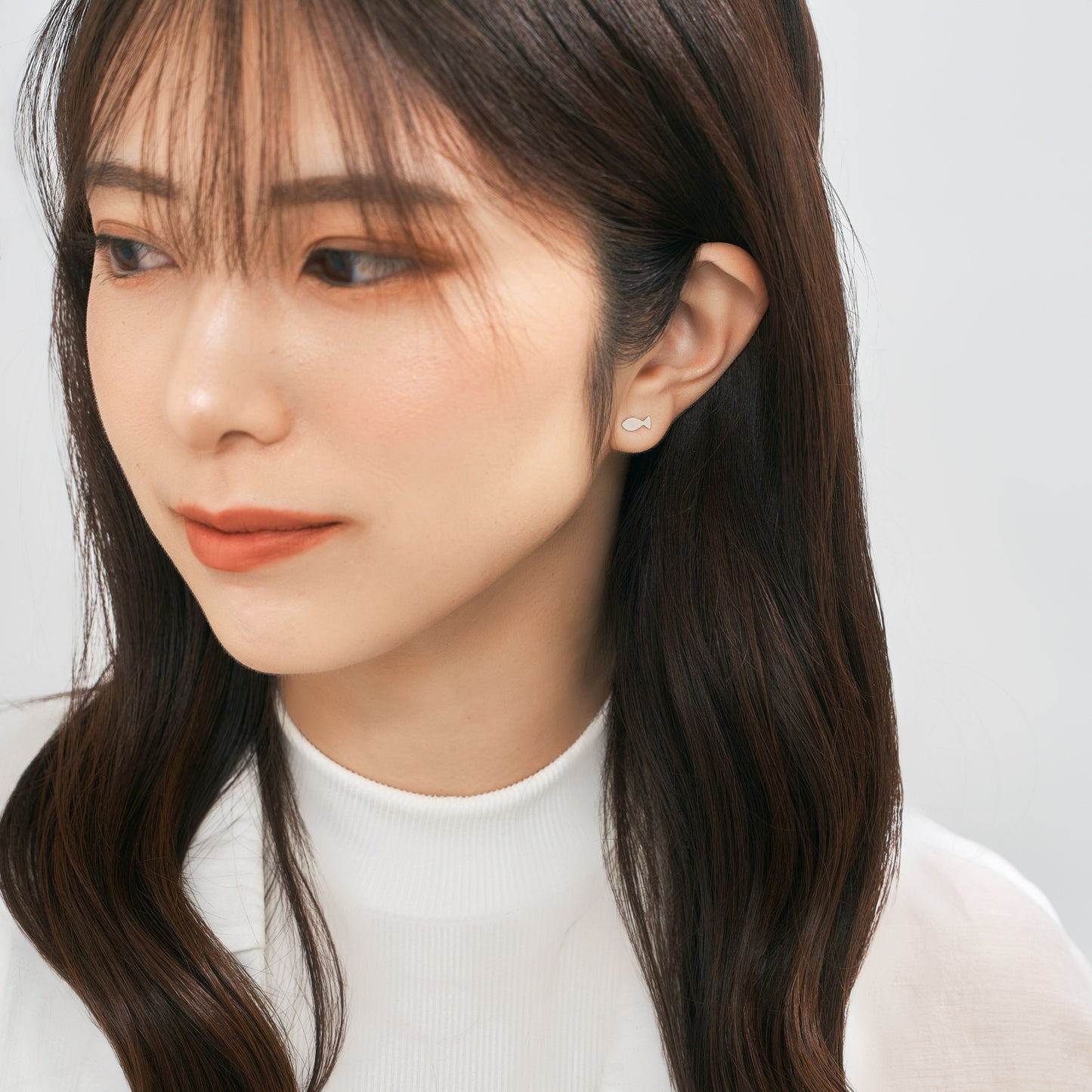 K10WG ネコ×サカナ スタッドピアス