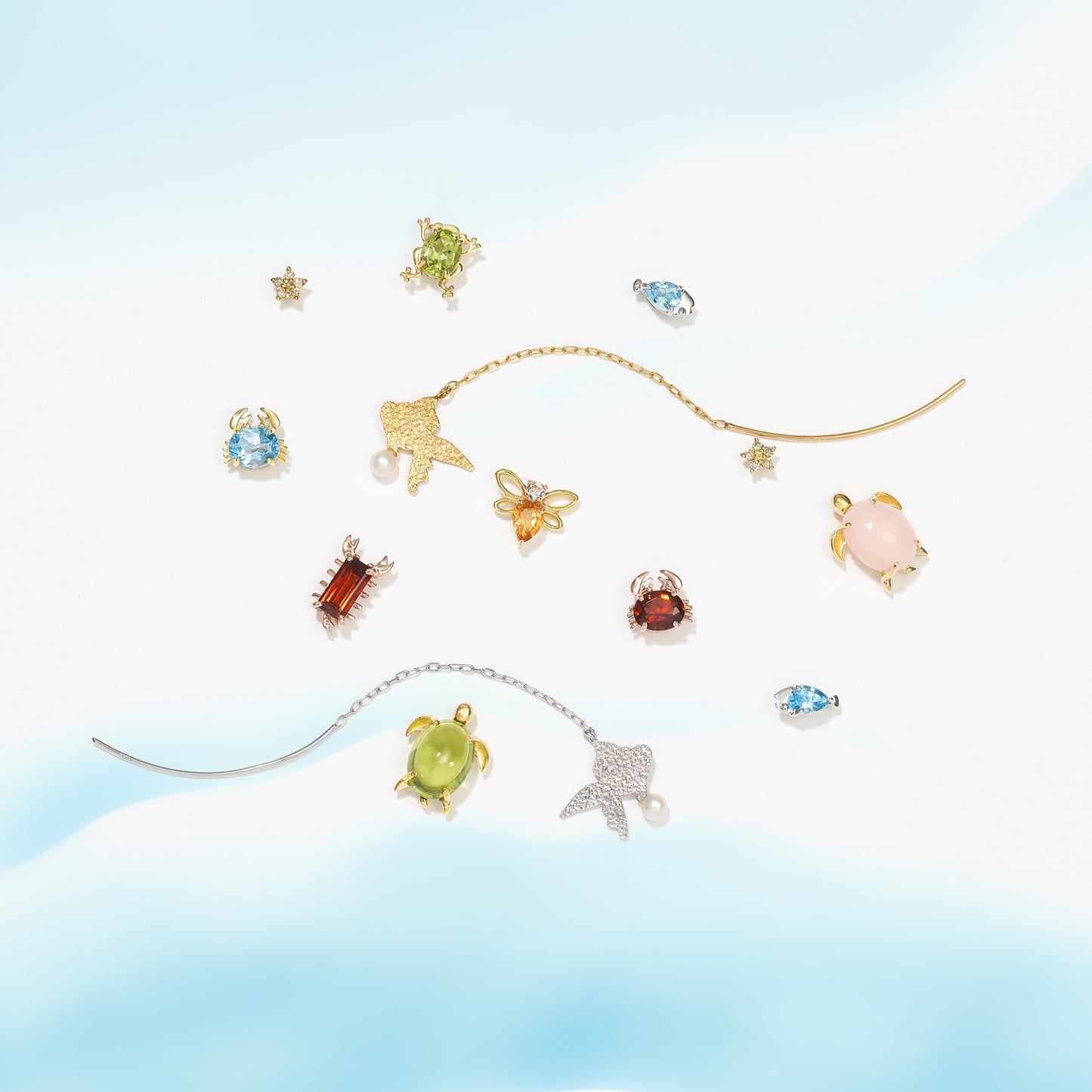 K10 カニ スタッドピアス(ブルー)