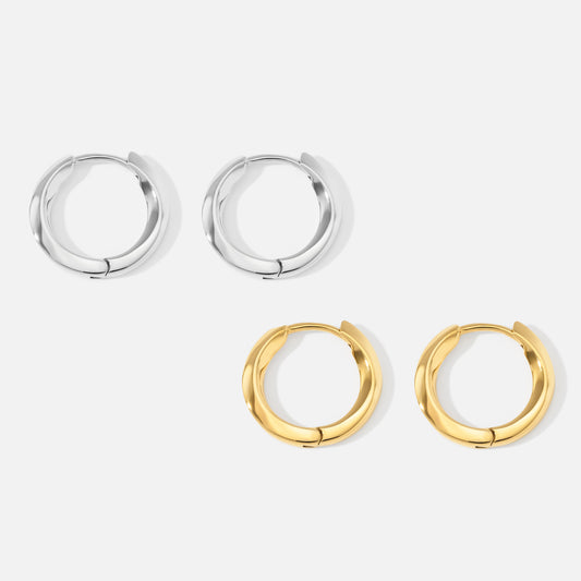 SV925 地金 デザイン フープピアス(04-W/Y)