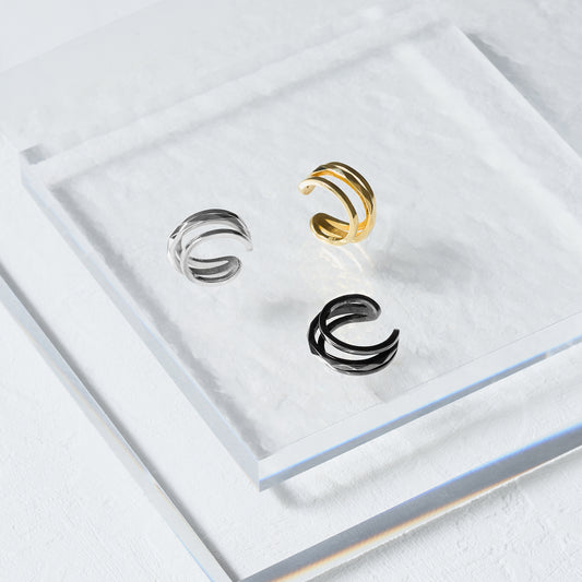 SV925 ユニセックス スリーライン イヤーカフ(W/Y/B)