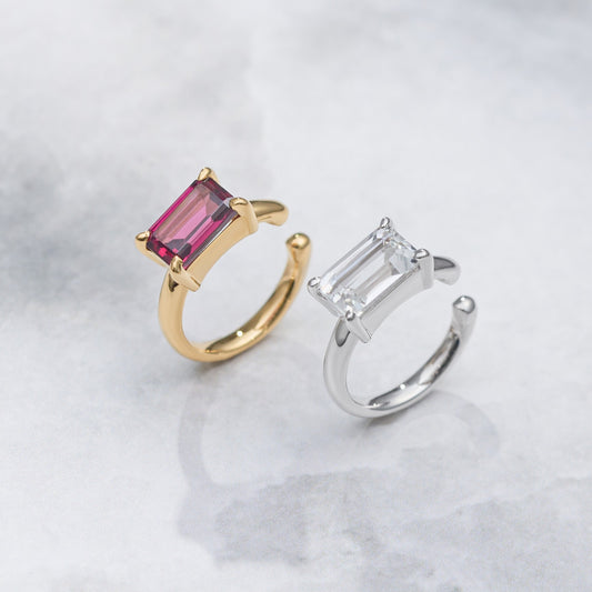 SV925 カラーストーン 6×4 イヤーカフ(W/Y)