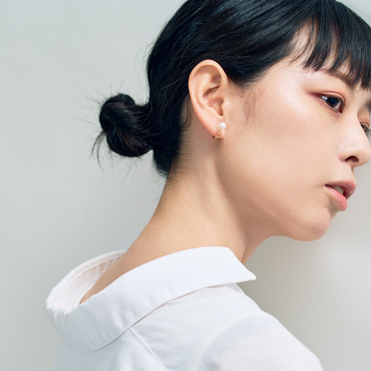 K10 パール フープ イヤリング(ストレート)