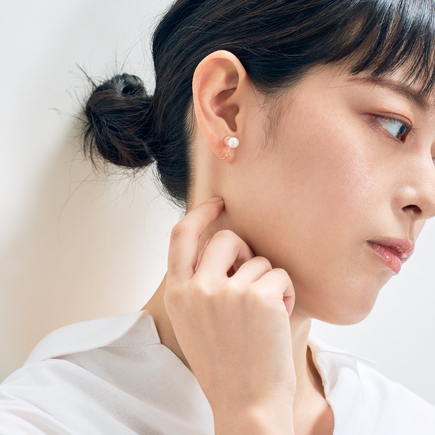 K10 パール フープ イヤリング(ひねり)