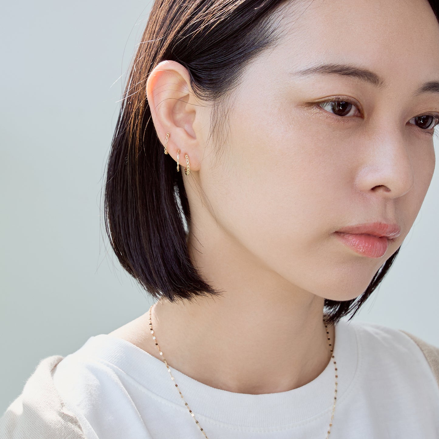 K10 ネジ式 フープイヤリング(02)(YG/WG)