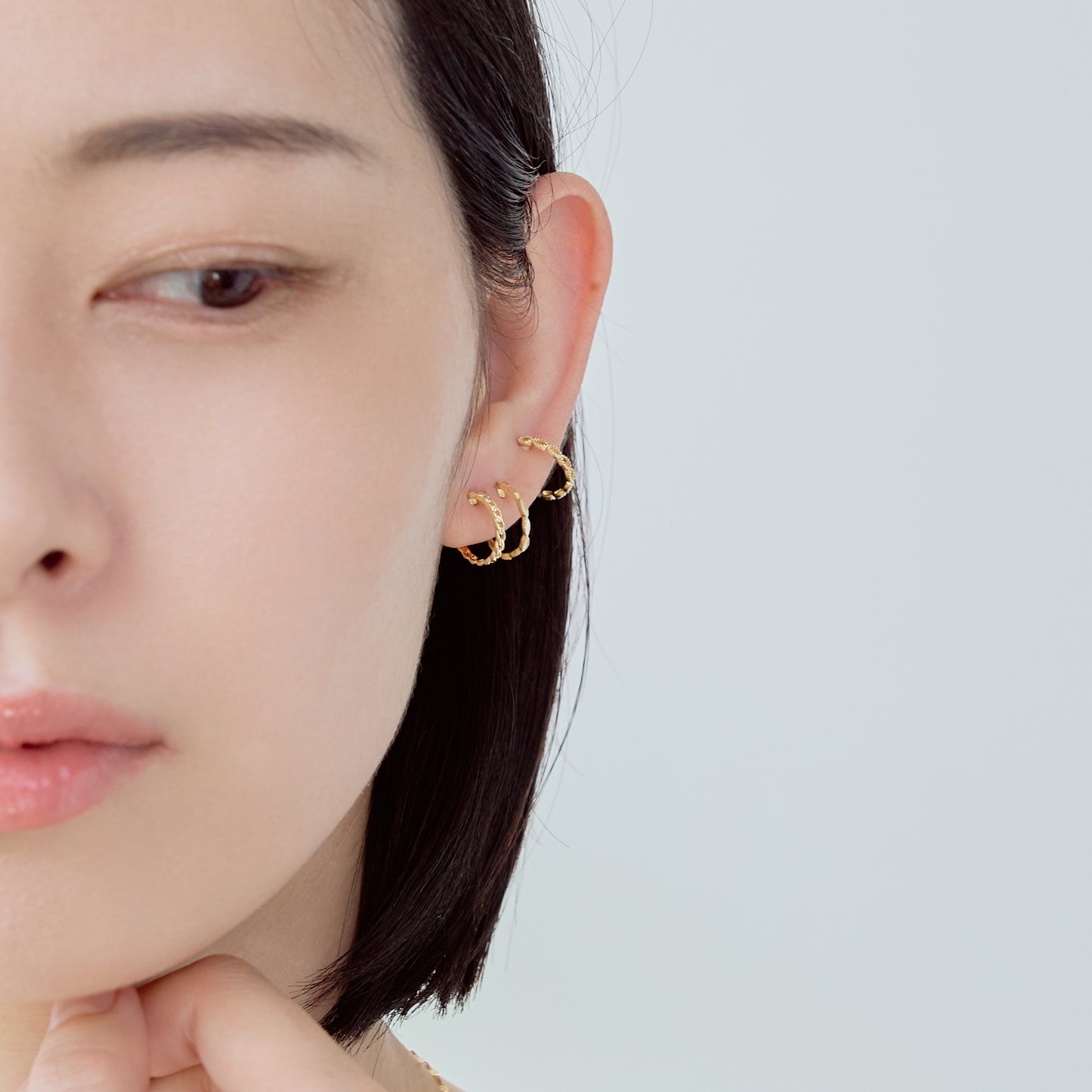 K10 フープイヤリング ネジ式(03)(YG/WG)