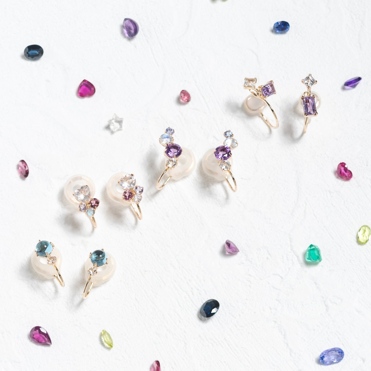 K10 カラーストーン イヤリング(A)