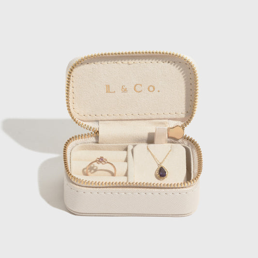 【ジュエリーボックス】パールホワイト×ゴールド(小)