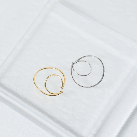 SV925 ユニセックス ダブルリング イヤーカフ(W/Y)