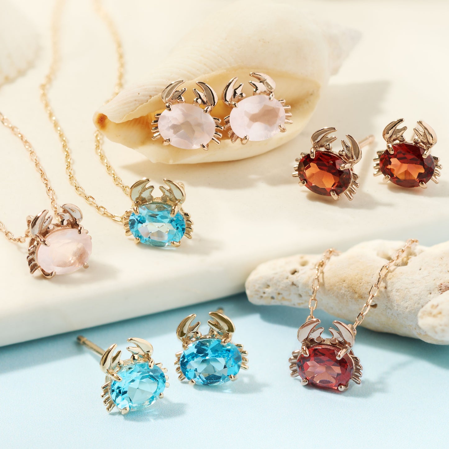 K10 カニ スタッドピアス(ピンク)