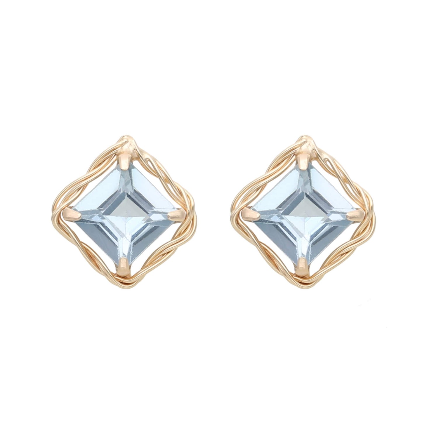 K10 シンセチック アクア スピネル スタッドピアス