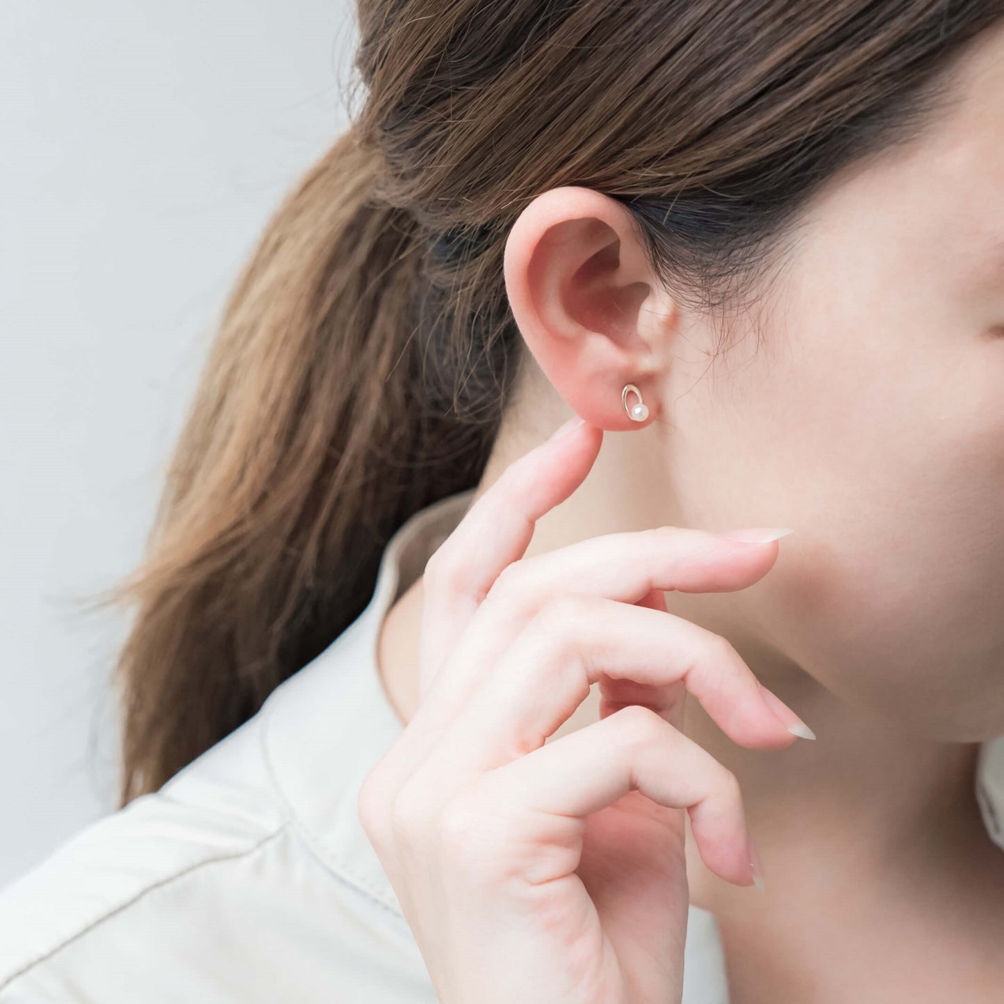 K10 パール スタッドピアス(オーバル)