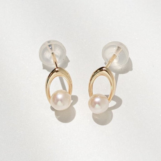 K10 パール スタッドピアス(オーバル)