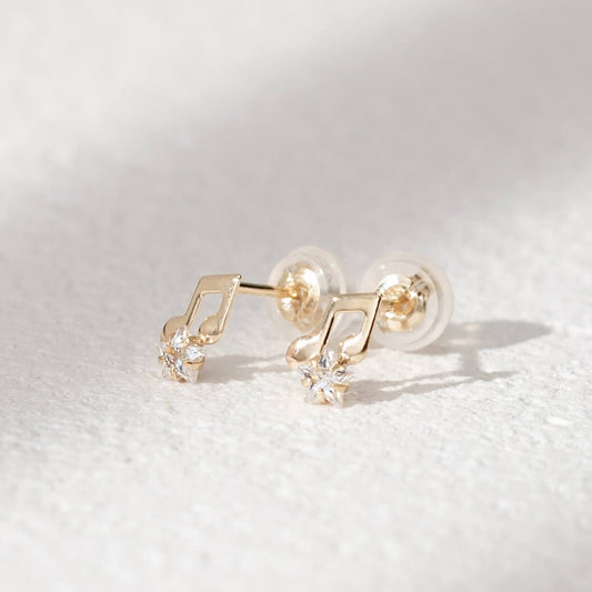 K10 キュービック モチーフ スタッドピアス(音符01)