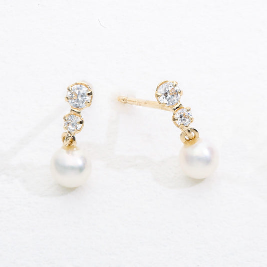 K10 パール & キュービックジルコニア ピアス(01)