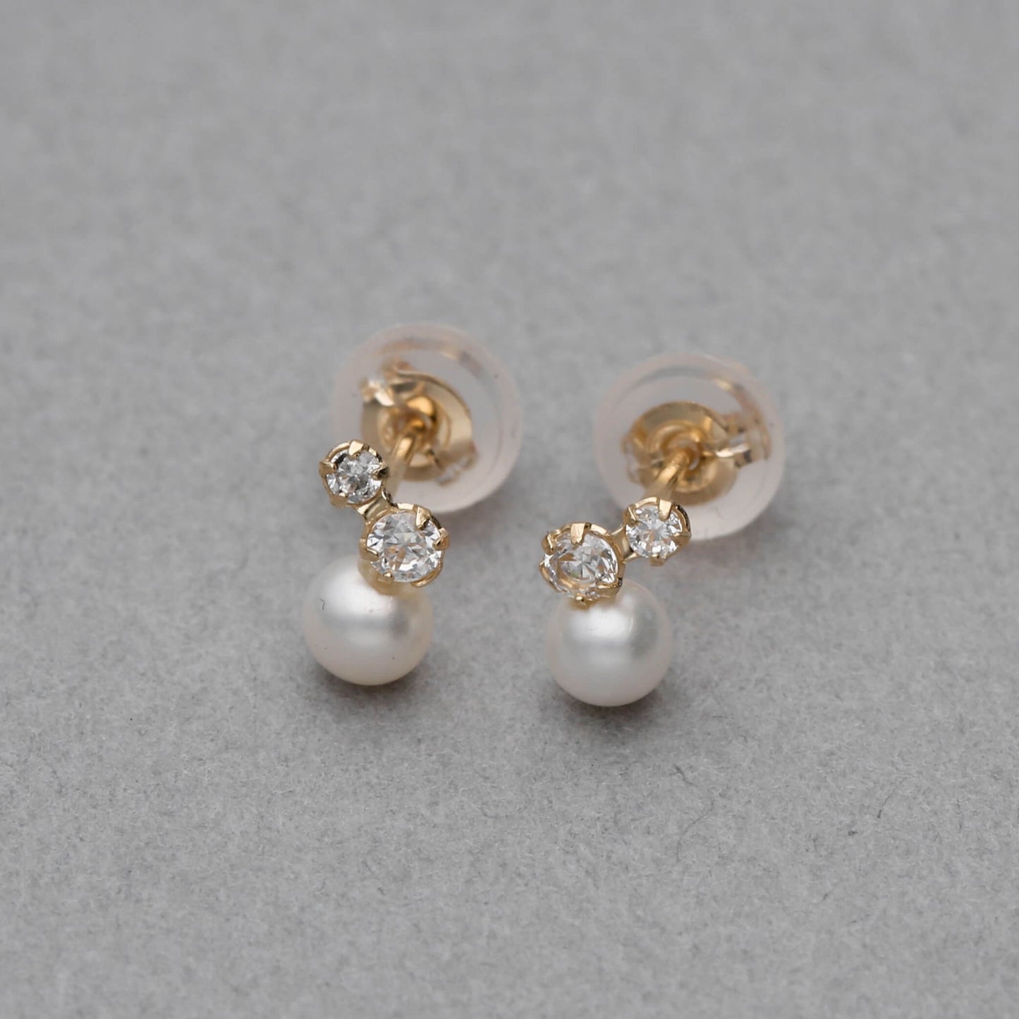K10 パール & キュービックジルコニア ピアス(02)