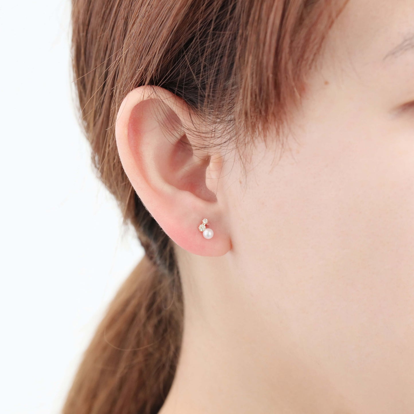 K10 パール & キュービックジルコニア ピアス(02)